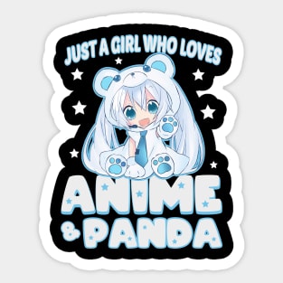 just a girl who loves anime and panda chibi anime Sticker